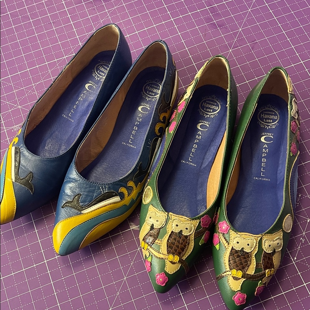 RARE Read Description Jeffrey Campbell Size 7.5 Whale and Owl flats.